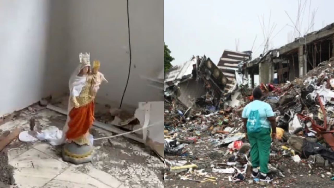 Imagen de la Virgen permanece intacta tras el colapso.
