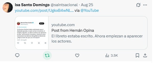 Isabella Santodomingo reposteó inesperado mensaje.