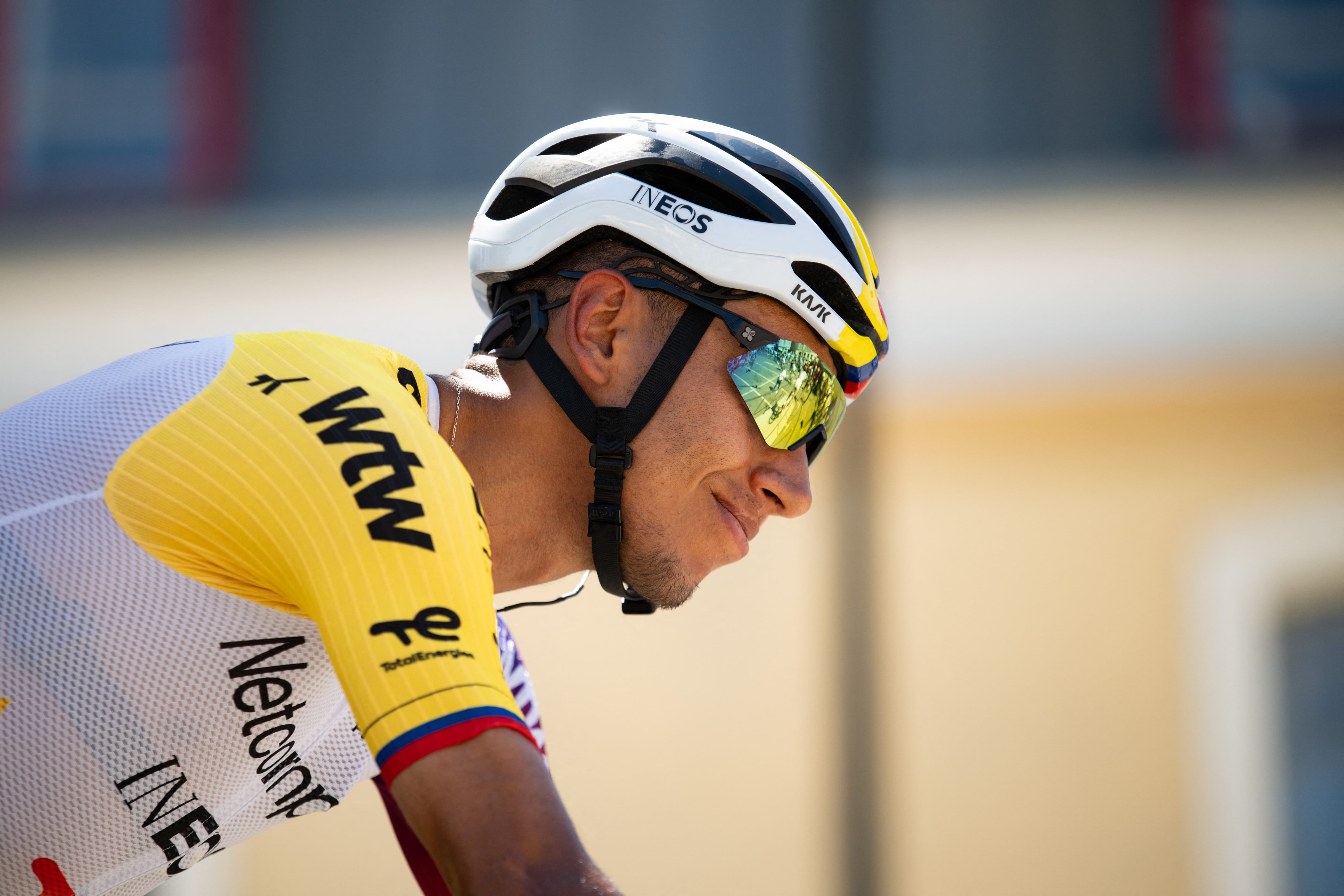 Egan Bernal of Ineos during the Tour de France 2026, UCI World Tour cycling event, Stage 4, Carcassonne-Foix (181,9 Km) on 7 July 2026 in Foix, France - Photo Nathan Barange / DPPI (Photo by Nathan Barange / DPPI via AFP)