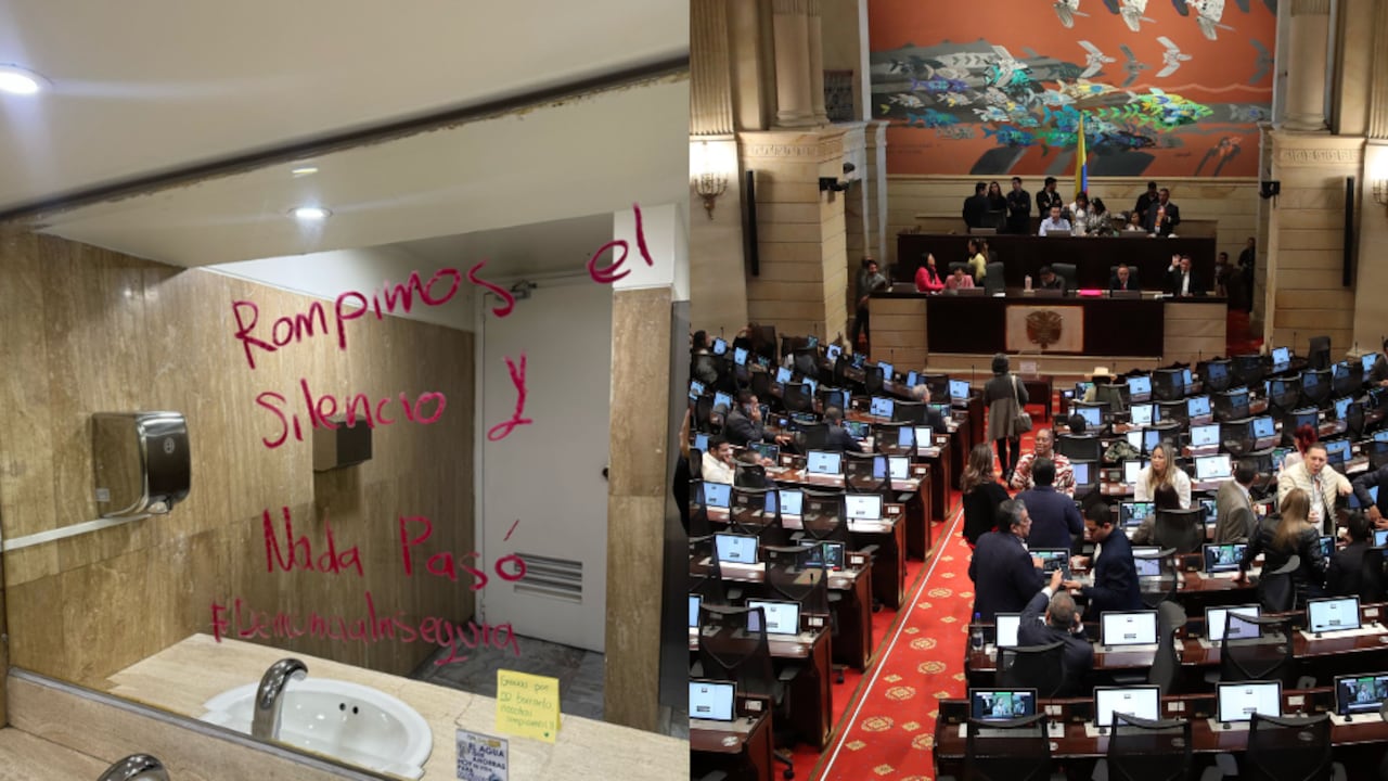 Congresistas se pronuncian tras la aparición de mensajes en espejos del capitolio.