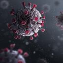 Virus. COVID-19. Representación de la estructura de la proteína de superficie. Coronavirus sobre fondo oscuro