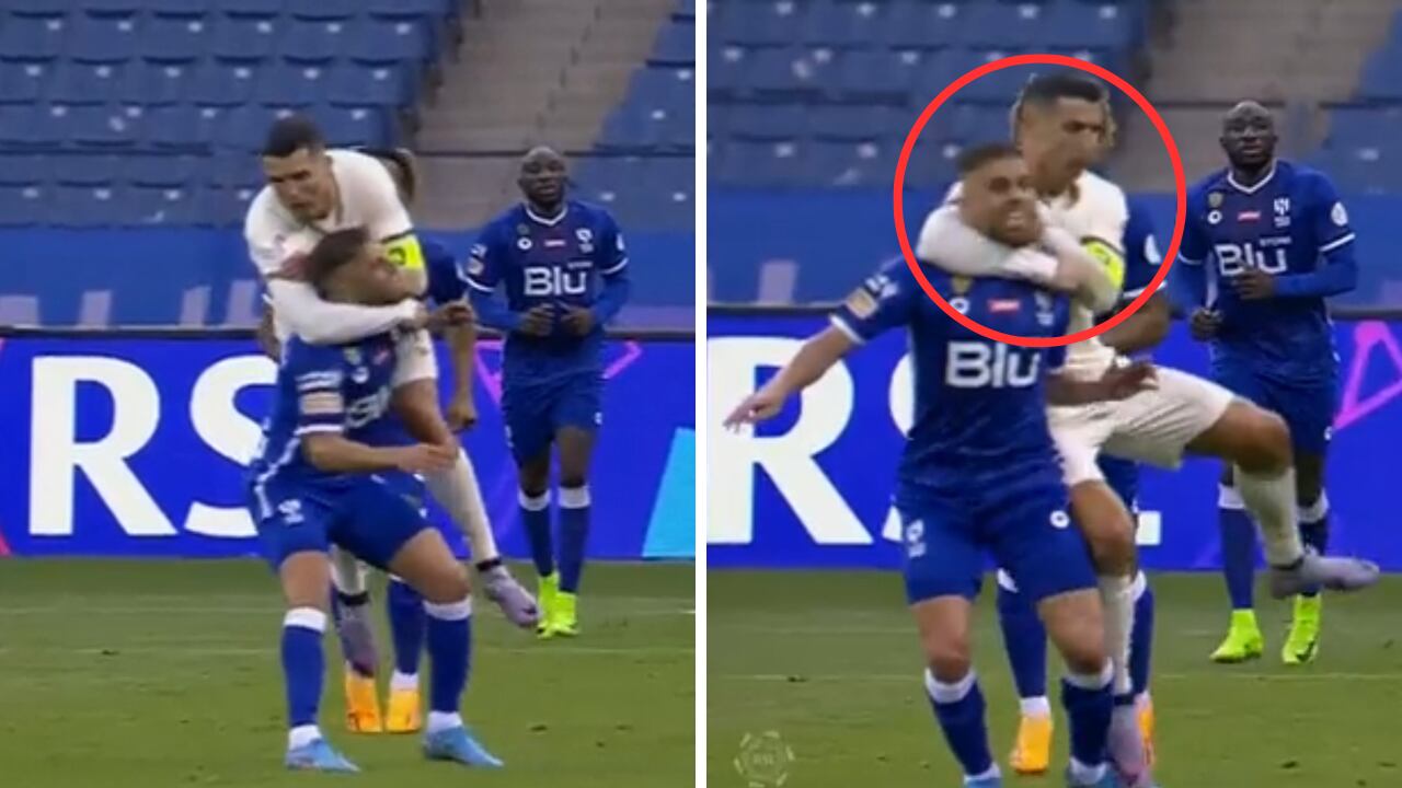 El portugués hizo una falta sumamente dura al colombiano en Arabia Saudita.