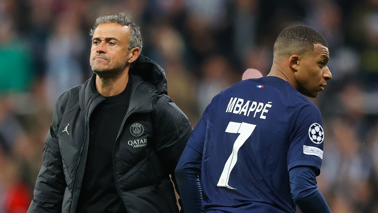 Luis Enrique y Kylian Mbappé en su estadía en el PSG