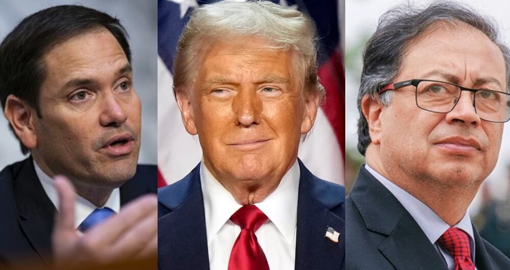 Marco Rubio, Donald Trump y Gustavo Petro