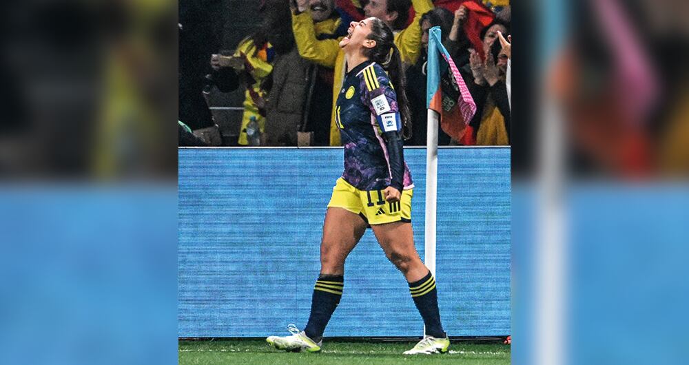  Catalina Usme celebrando su gol en el Mundial femenino.