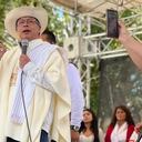 El candidato presidencia, Gustavo Petro, en un discurso de campaña en Antioquia