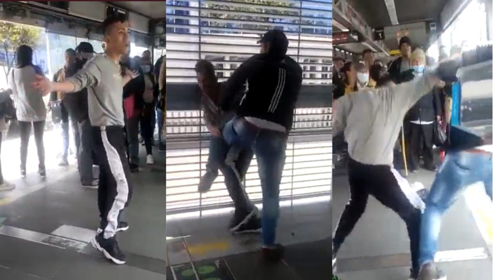 Pelea en transmilenio riña Foto: Twitter @@DiegoAriasF1