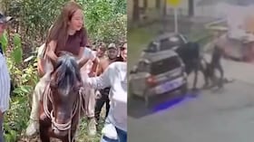 Al costado izquierdo de la imagen, Zulandy Manbuscay tras ser liberada.