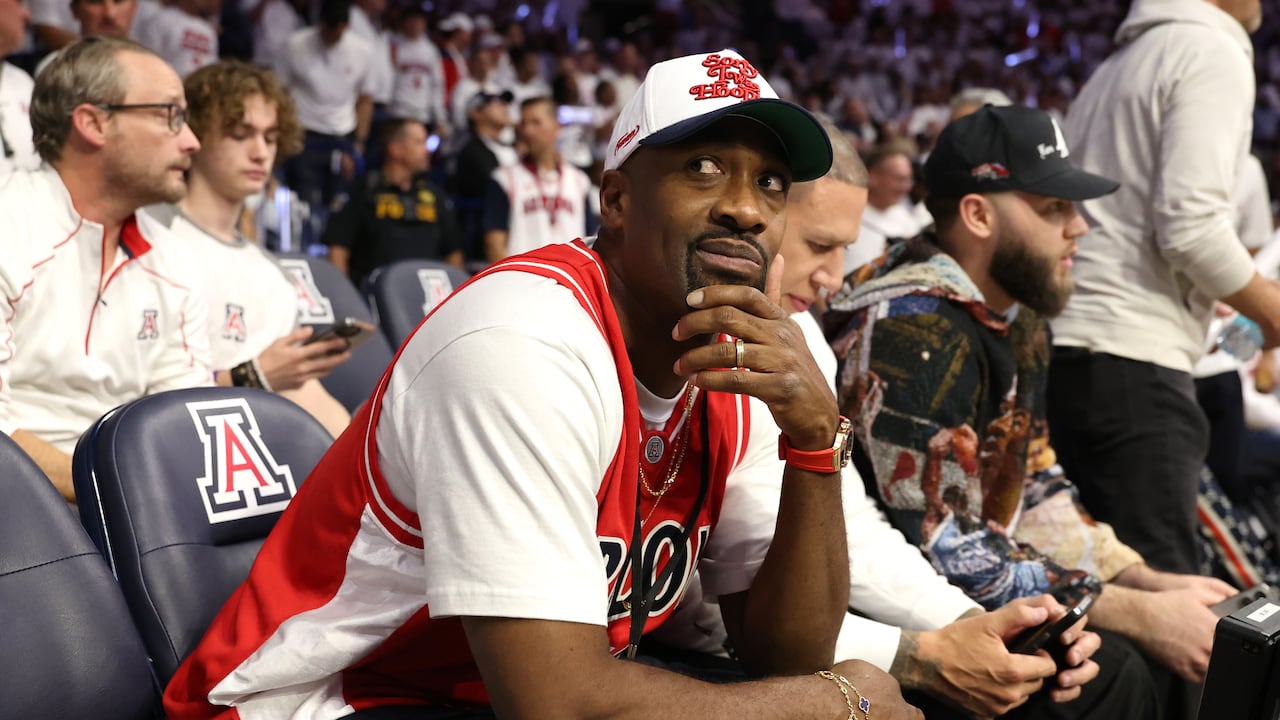 TUCSON, ARIZONA - NOVEMBER 22: Former NBA player Gilbert Arenas attends the game between the Arizona Wildcats and the Duke Blue Devils at McKale Center on November 22, 2024 in Tucson, Arizona. (Photo by Chris Coduto/Getty Images)