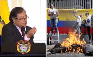 Presidente Petro y plantón contra la reforma a la salud