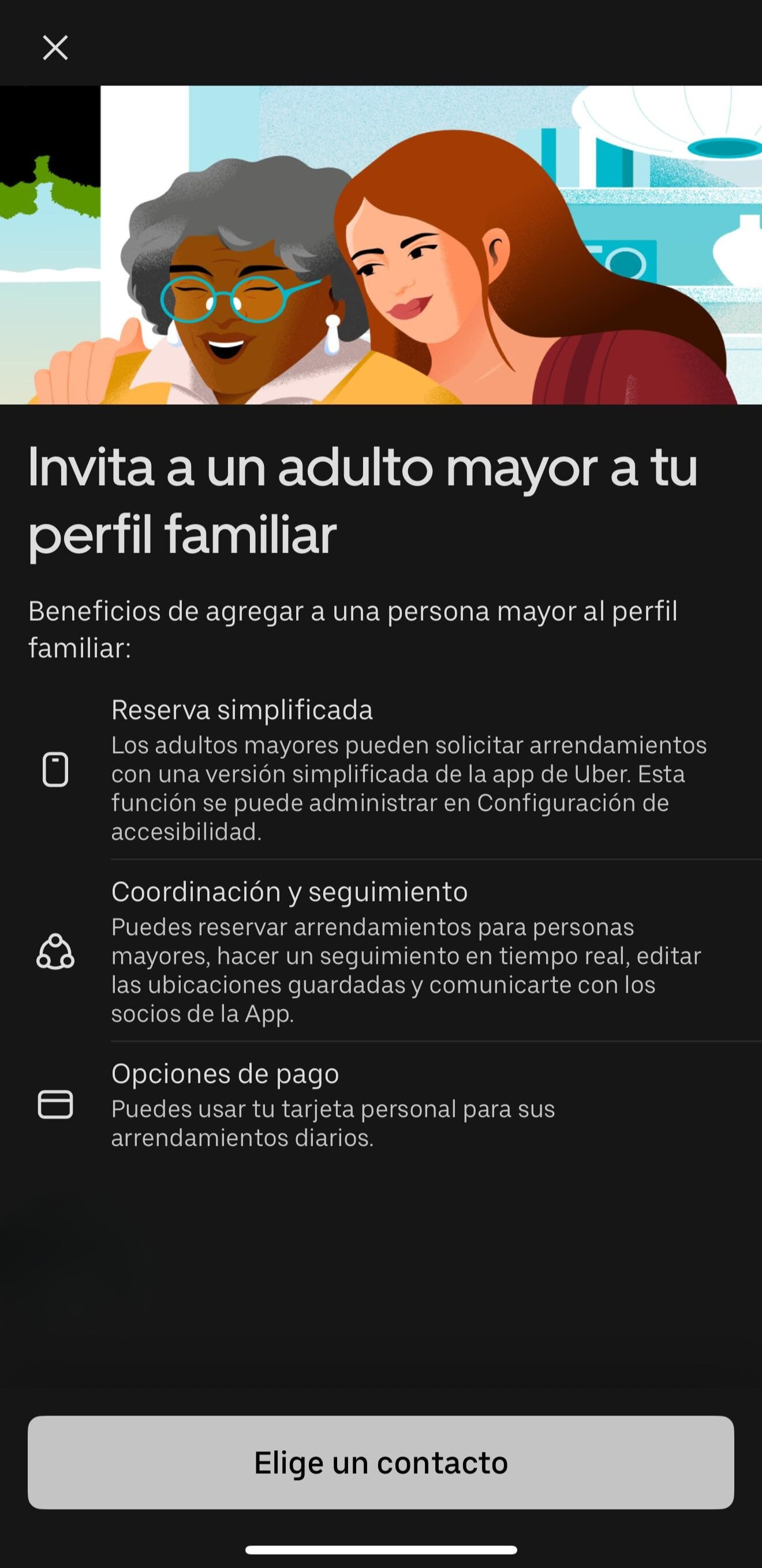Uber facilita movilidad segura y autónoma para adultos mayores.