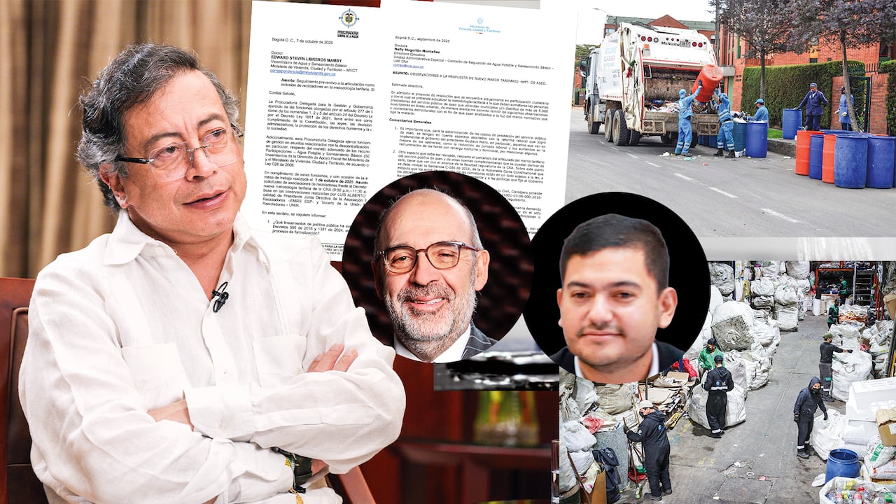 El gobierno de Gustavo Petro se la juega por cambiar los marcos tarifarios de los servicios de acueducto, alcantarillado y aseo. En la imagen aparecen Edward Libreros, exviceministro de Agua, y Camilo Sánchez, presidente de Andesco.