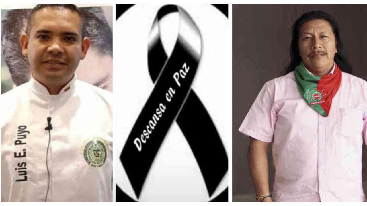 Luis Eduardo Puyo, policía fallecido. A la izquierda Feliciano Valencia