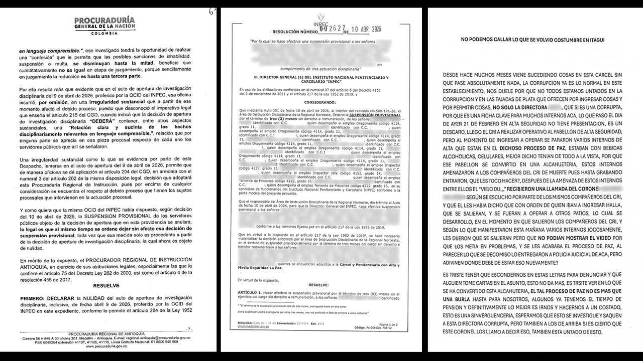 Denuncias y acciones sobre la corrupción en la cárcel de Itagüí.