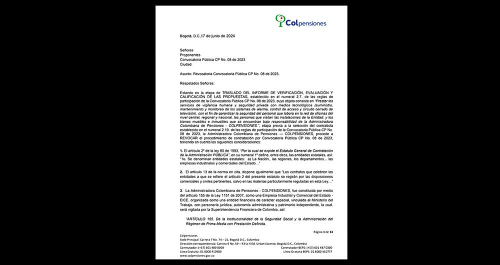 Lo particular es que siete proponentes presentaron ofertas que cumplían los requisitos mínimos en asuntos jurídicos, financieros, técnicos y en su propuesta económica para prestar los servicios de seguridad a la red de oficinas regionales y centrales de la entidad.