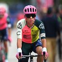 VENOSA, ITALY - MAY 09: Rigoberto Urán of Colombia and Team EF Education-EasyPost prior to the 106th Giro d'Italia 2023, Stage 4 a 175km stage from Venosa to Lago Laceno 1059m / #UCIWT / on May 09, 2023 in Venosa, Italy. (Photo by Stuart Franklin/Getty Images,)