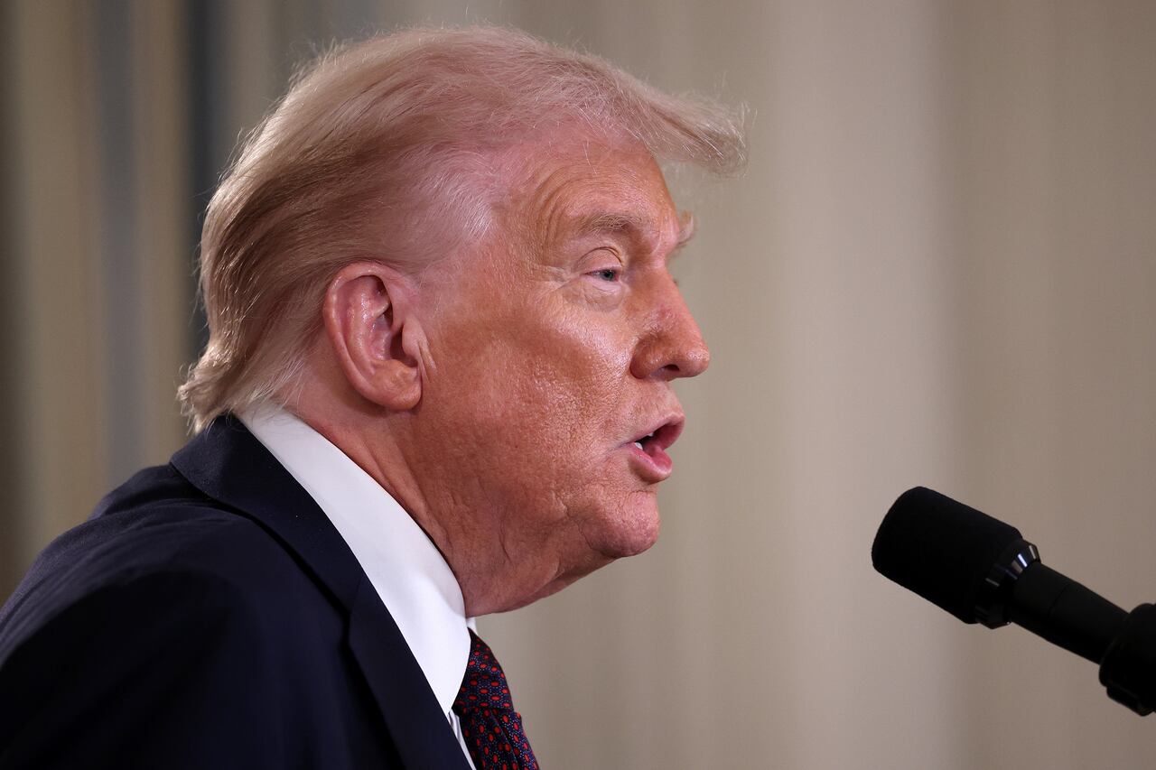 Netanyahu en rueda de prensa junto a Trump.