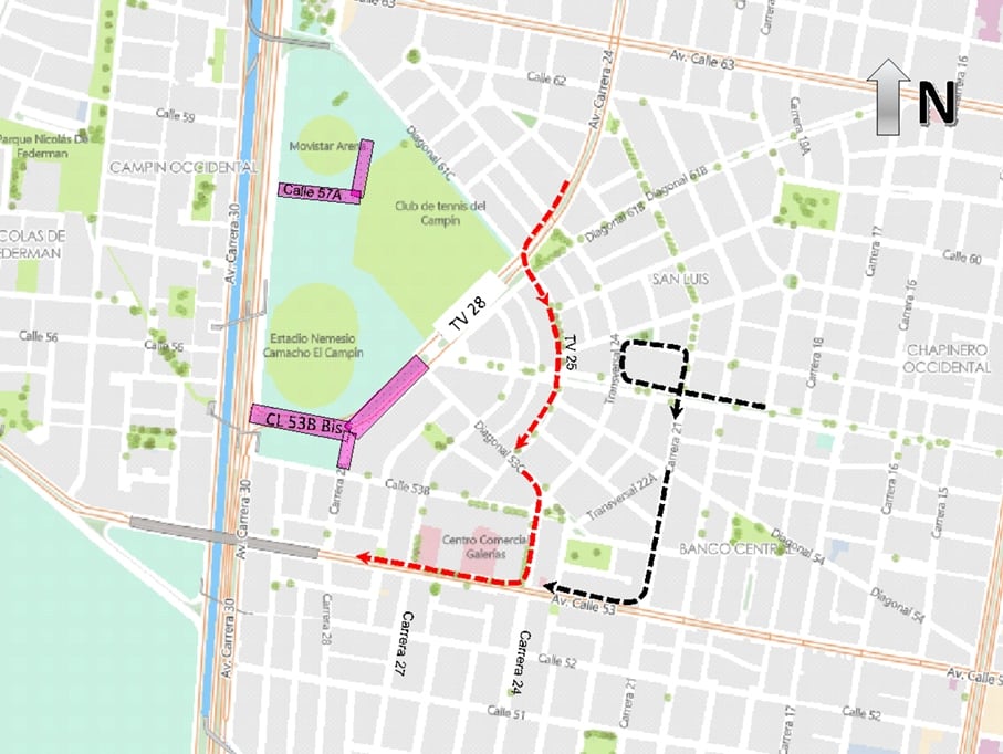 Mapa 2. Desvío, sentido norte- sur