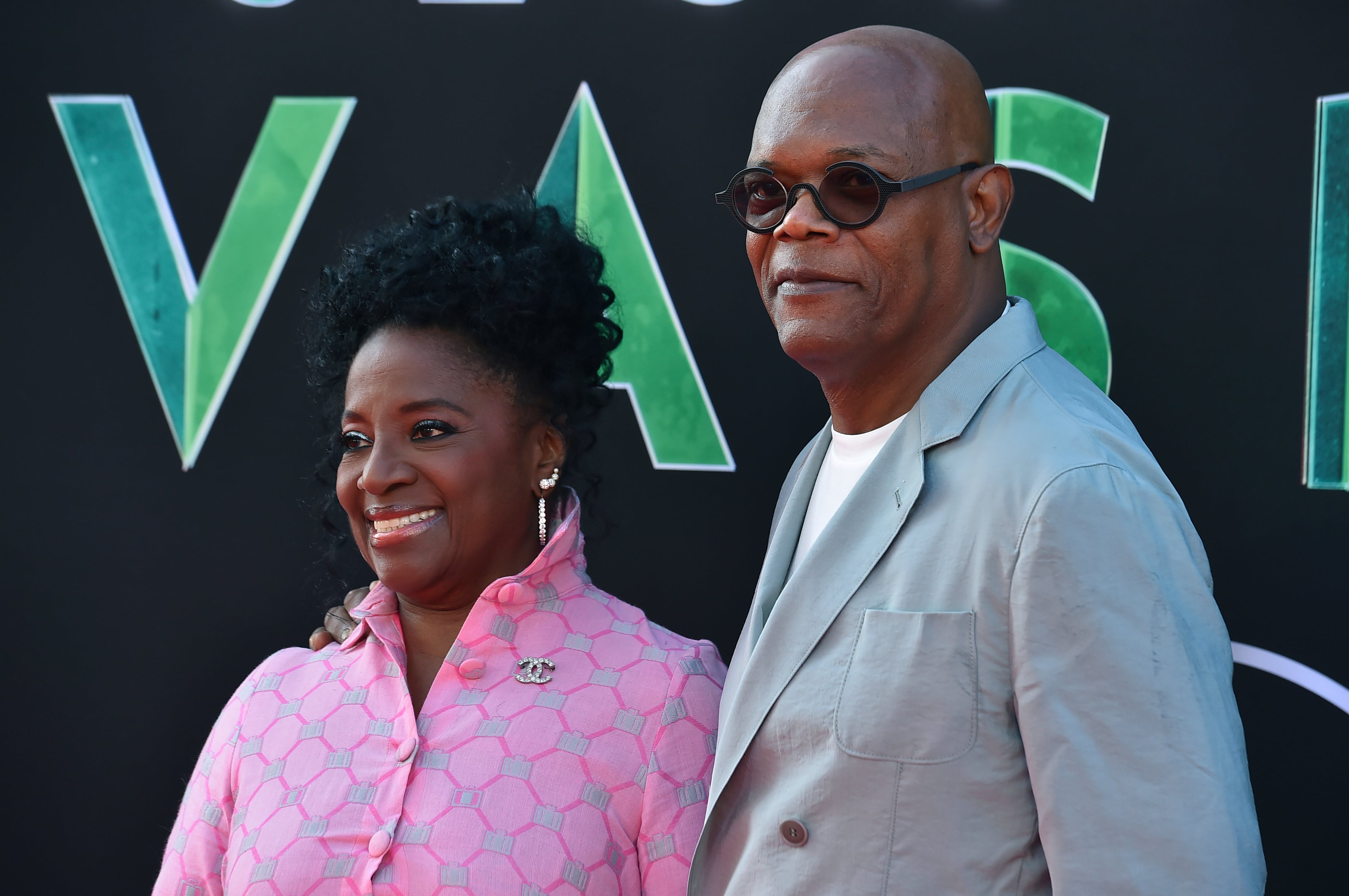 LaTanya Richardson, left, and Samuel L. Jackson arrive at the premiere of "Secret Invasion,"
