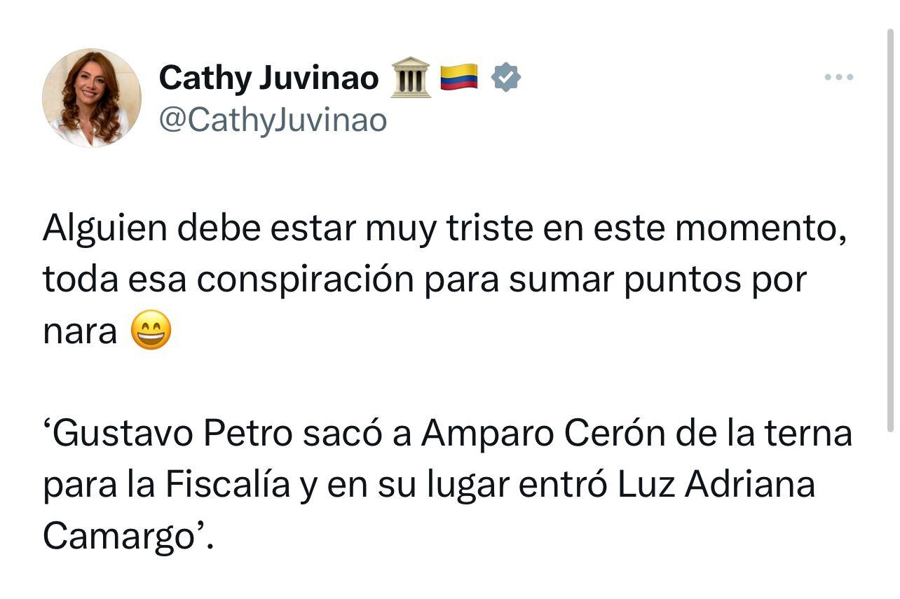 Trino de la representante a la Cámara Catherine Juvinao.