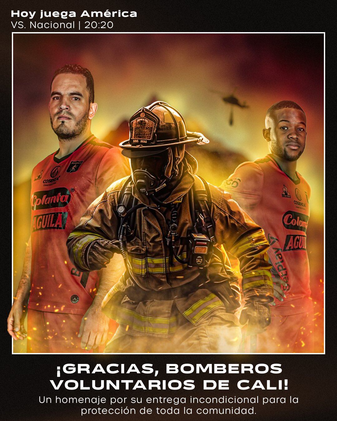 El homenaje del club escarlata al Cuerpo de Bomberos de Cali