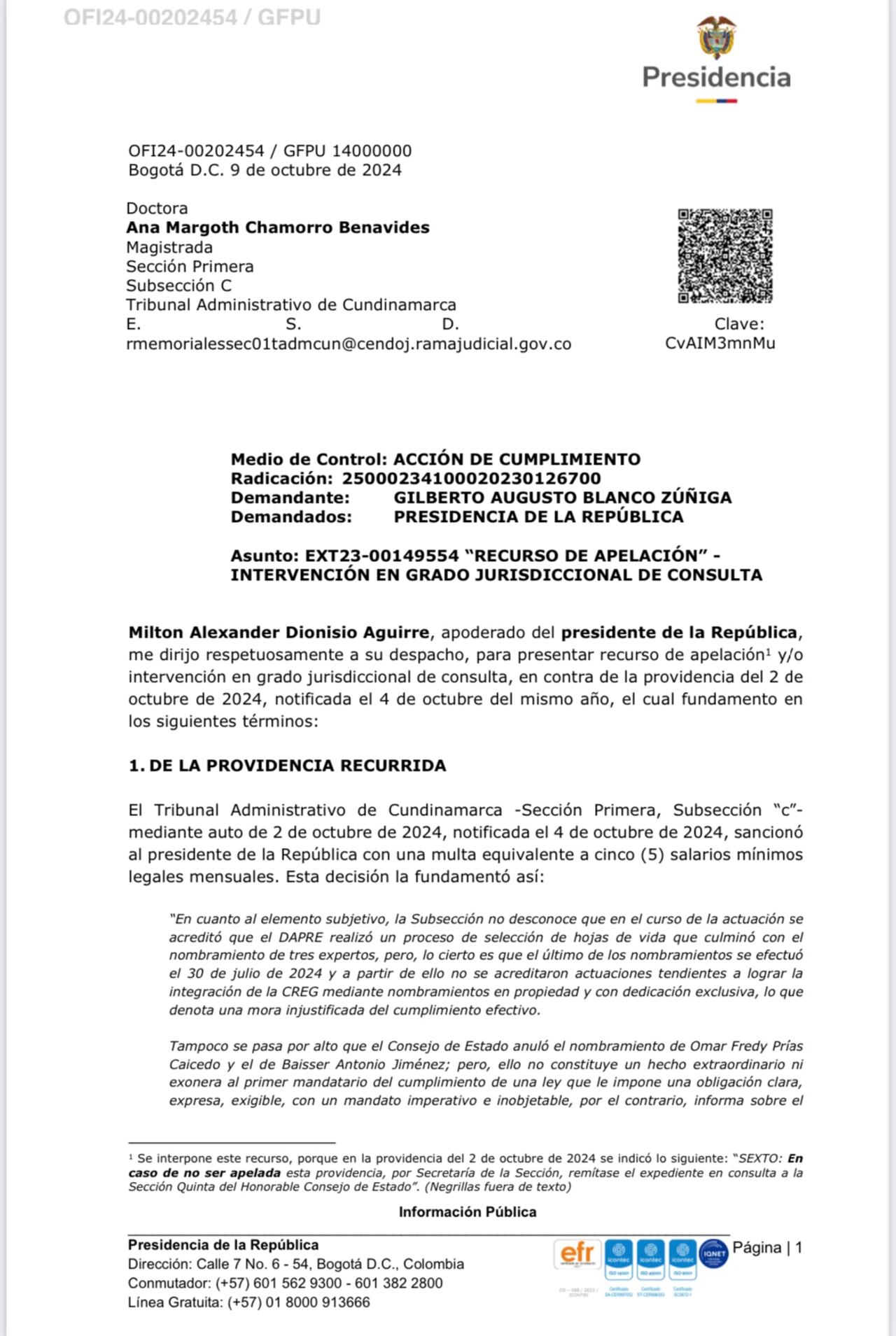 Documento impugnación