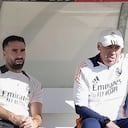 Dani Carvajal junto a Carlo Ancelotti, técnico suyo en el Real Madrid