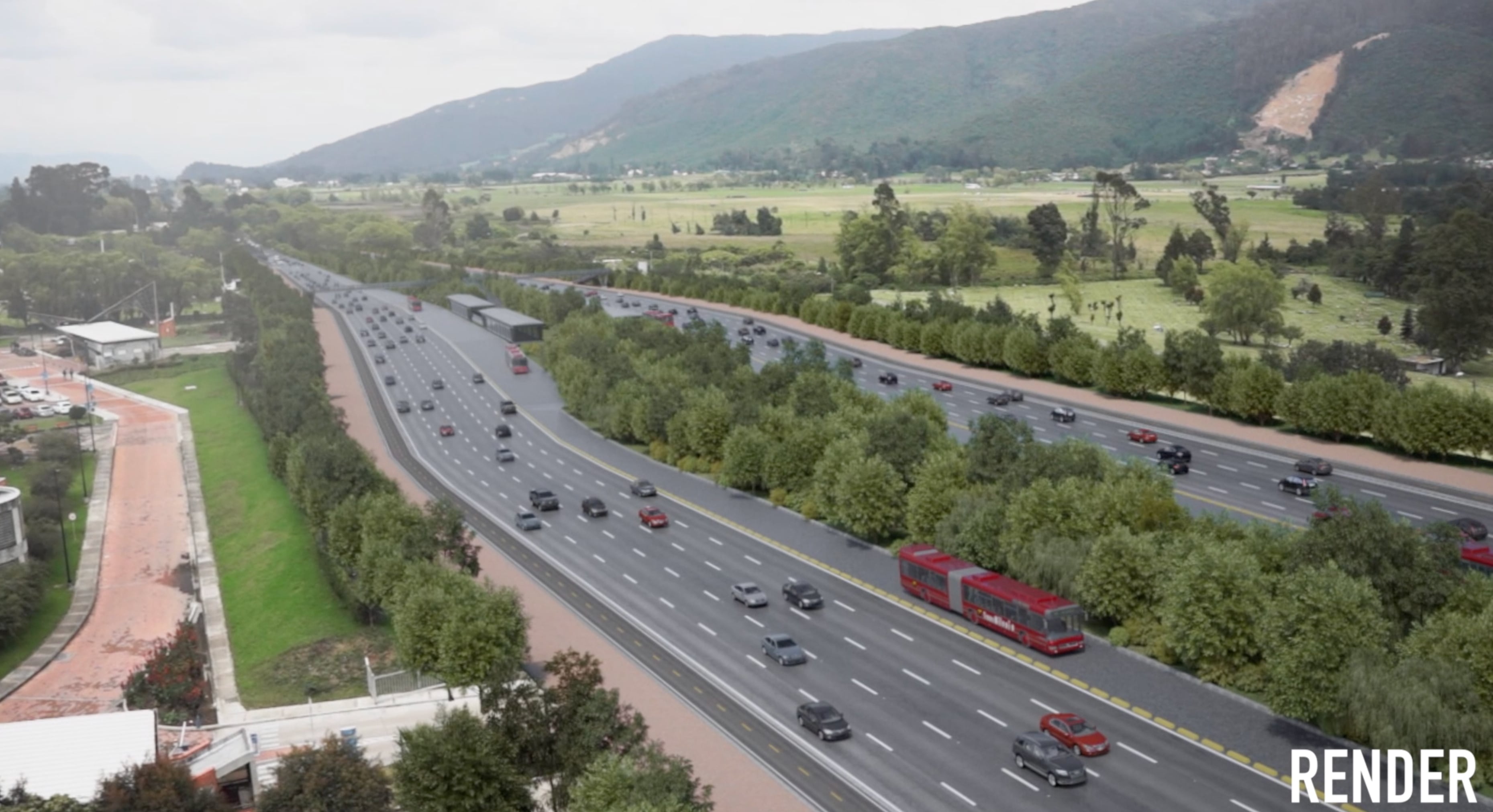 Render de la ampliación de la Autopista Norte.