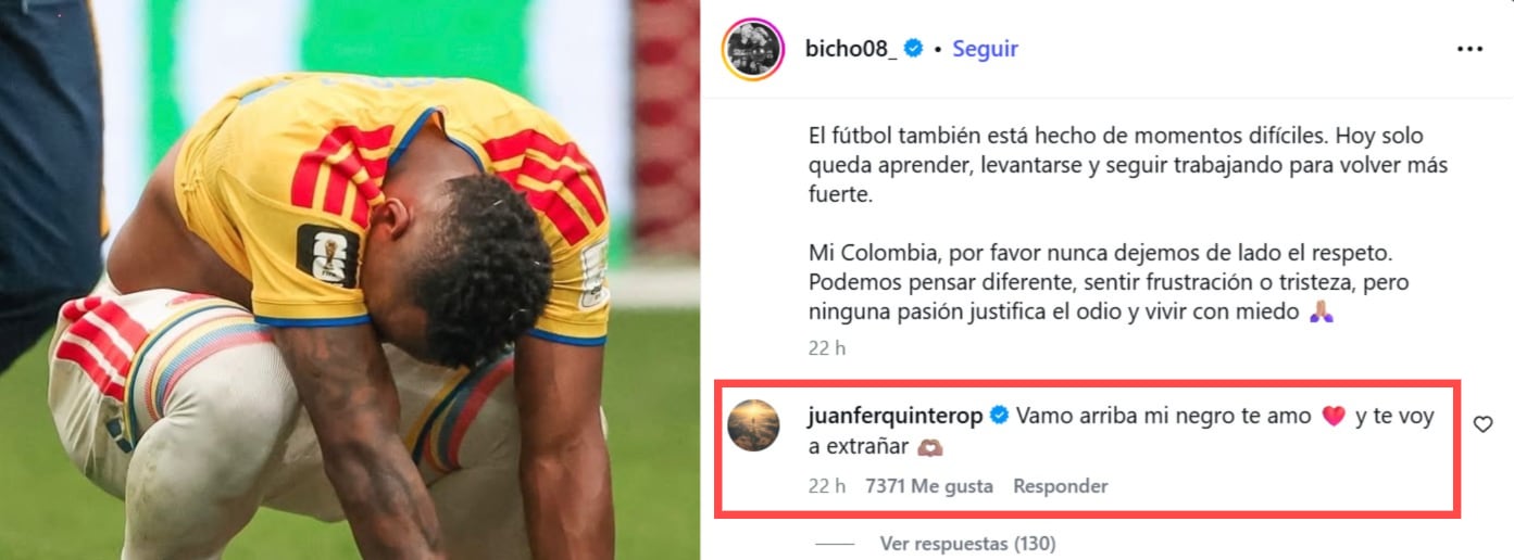 El comentario de Juan Fernando Quintero, a Jáminton Campaz, que avivó las dudas sobre su no continuidad en Selección Colombia.