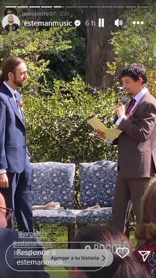 Caballero enterneció con sus votos en la ceremonia. Foto: Instagram @estemanmusic.