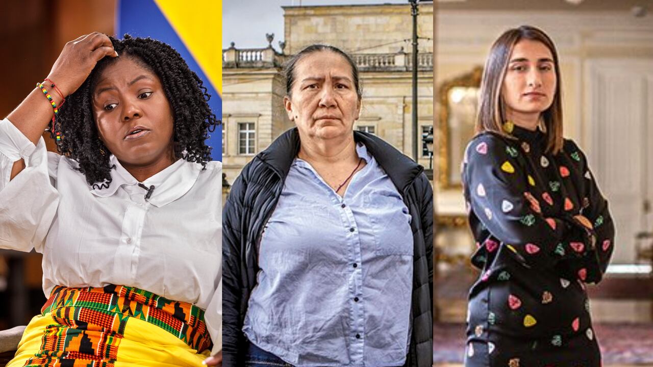 De izquierda a derecha: la vicepresidenta Francia Márquez, Marelbys Meza y Laura Sarabia, jefe de gabinete del gobierno del presidente Petro.