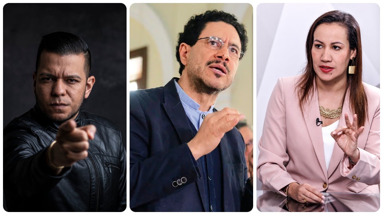 El senador Jota Pe Hernández, el candidato presidencial del Pacto Histórico, Iván Cepeda y la exministra de Salud, Carolina Corcho.