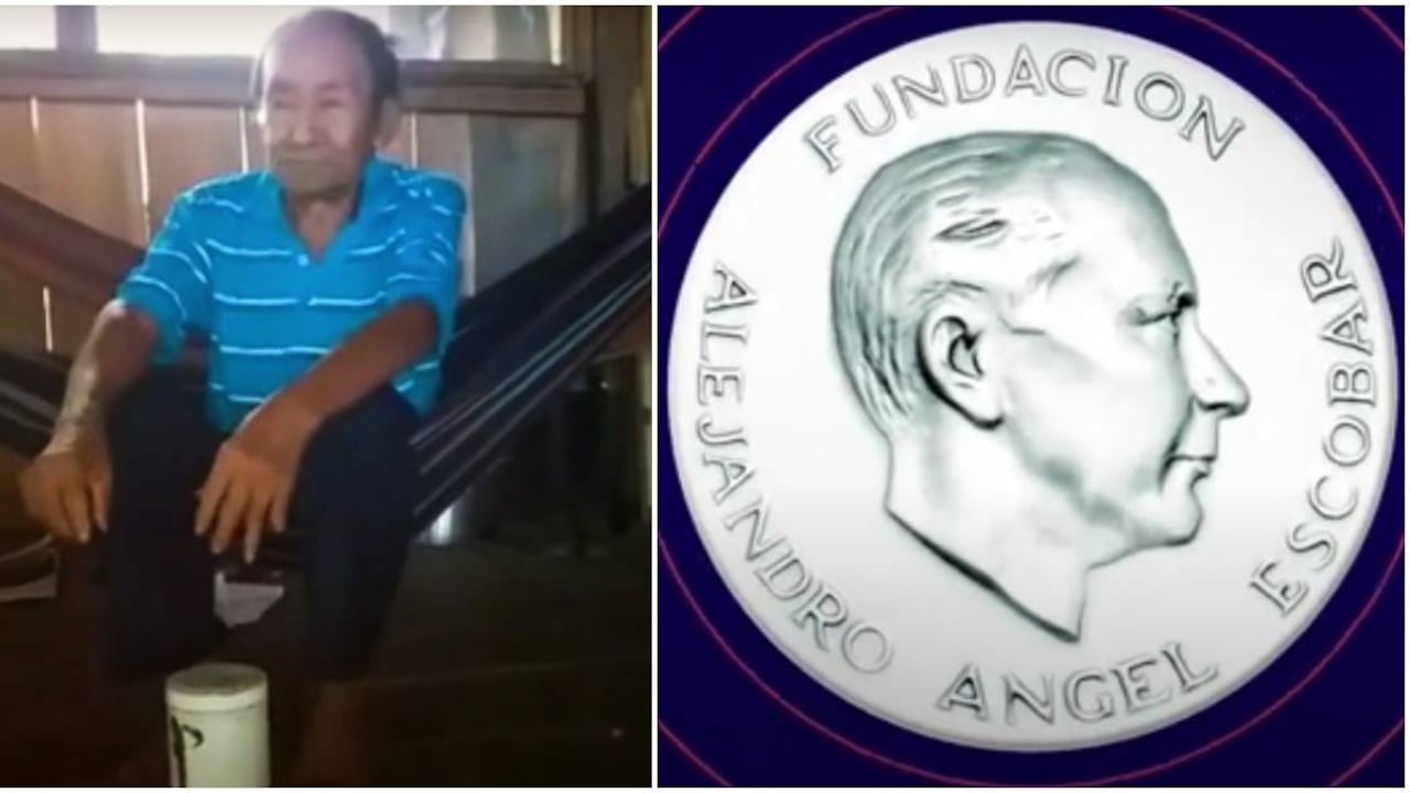 Óscar Romualdo Román, anciano Murui-Nipode y sabedor del resguardo Andoque, ganador del premio Alejandro Ángel Escobar 2020, en la categoría medioambiente y desarrollo sostenible . Foto: tomada de video Fundación Alejandro Ángel Escobar.