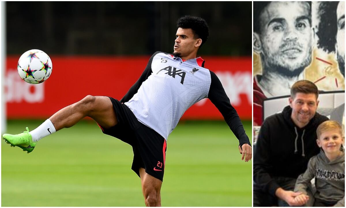 Hijo de Steven Gerrard tiene mural de Luis Diaz en su cuarto