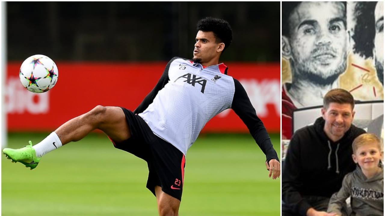 Hijo de Steven Gerrard tiene mural de Luis Diaz en su cuarto.