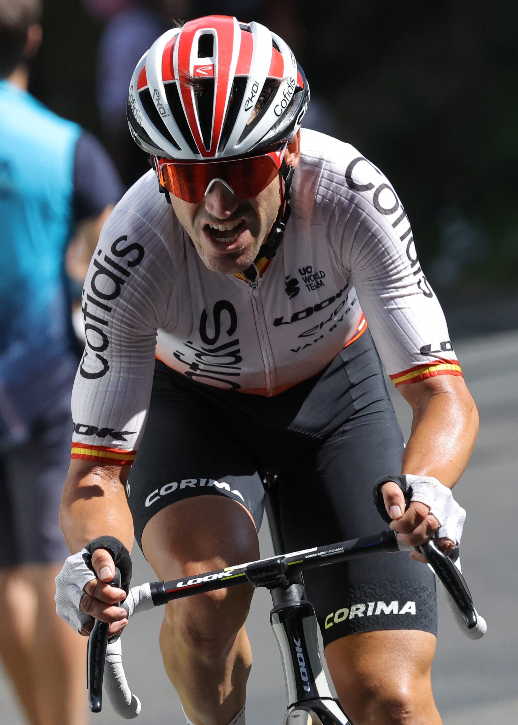 Cofidis' Spanish rider Ion Izaguirre Insausti cycles in a lone breakaway in the final ascent of the Col de la Croix Rosier during the 12th stage of the 110th edition of the Tour de France cycling race, 169 km between Roanne and Belleville-en-Beaujolais, in central-eastern France, on July 13, 2023. (Photo by Thomas SAMSON / AFP)