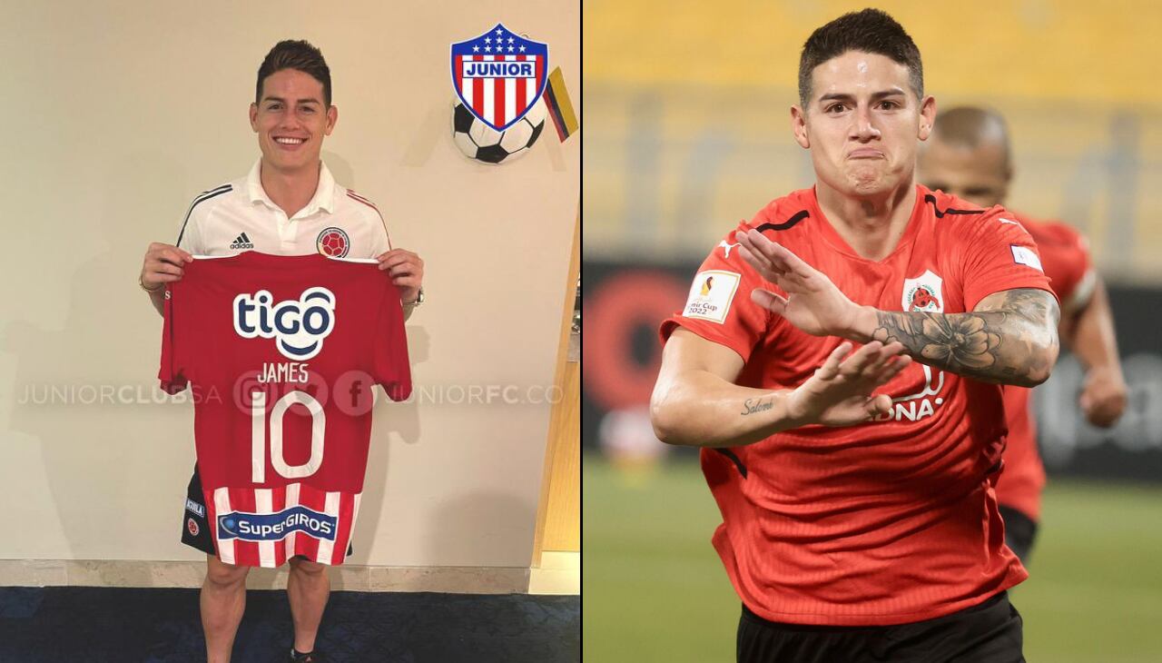 James Rodríguez posó con la camiseta de Junior.