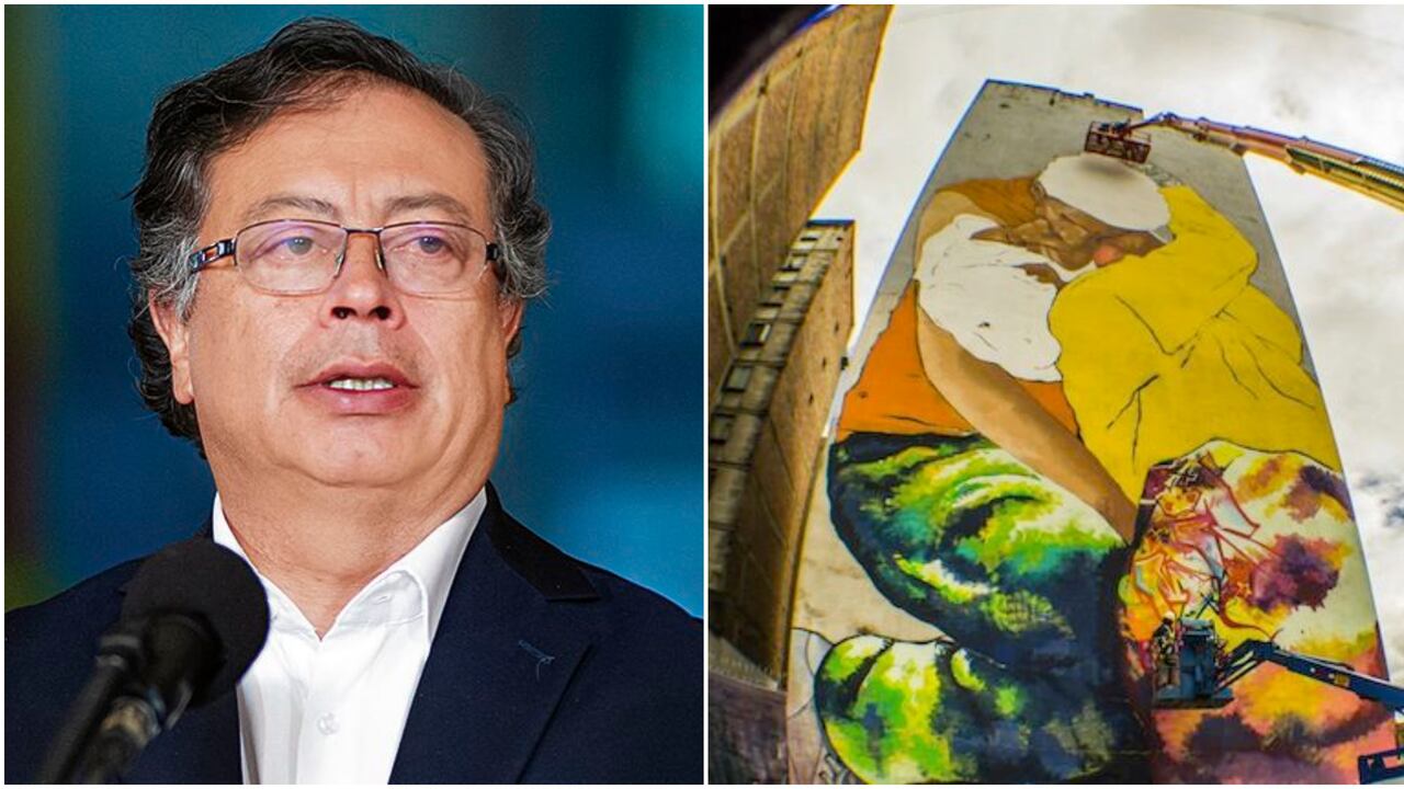 Presidente Gustavo Petro y mural