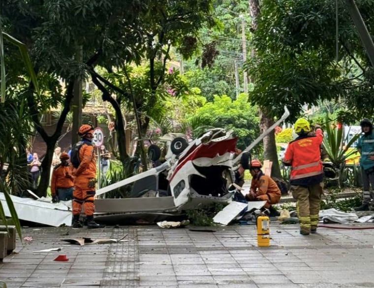 La avioneta que cayó en Medellín.