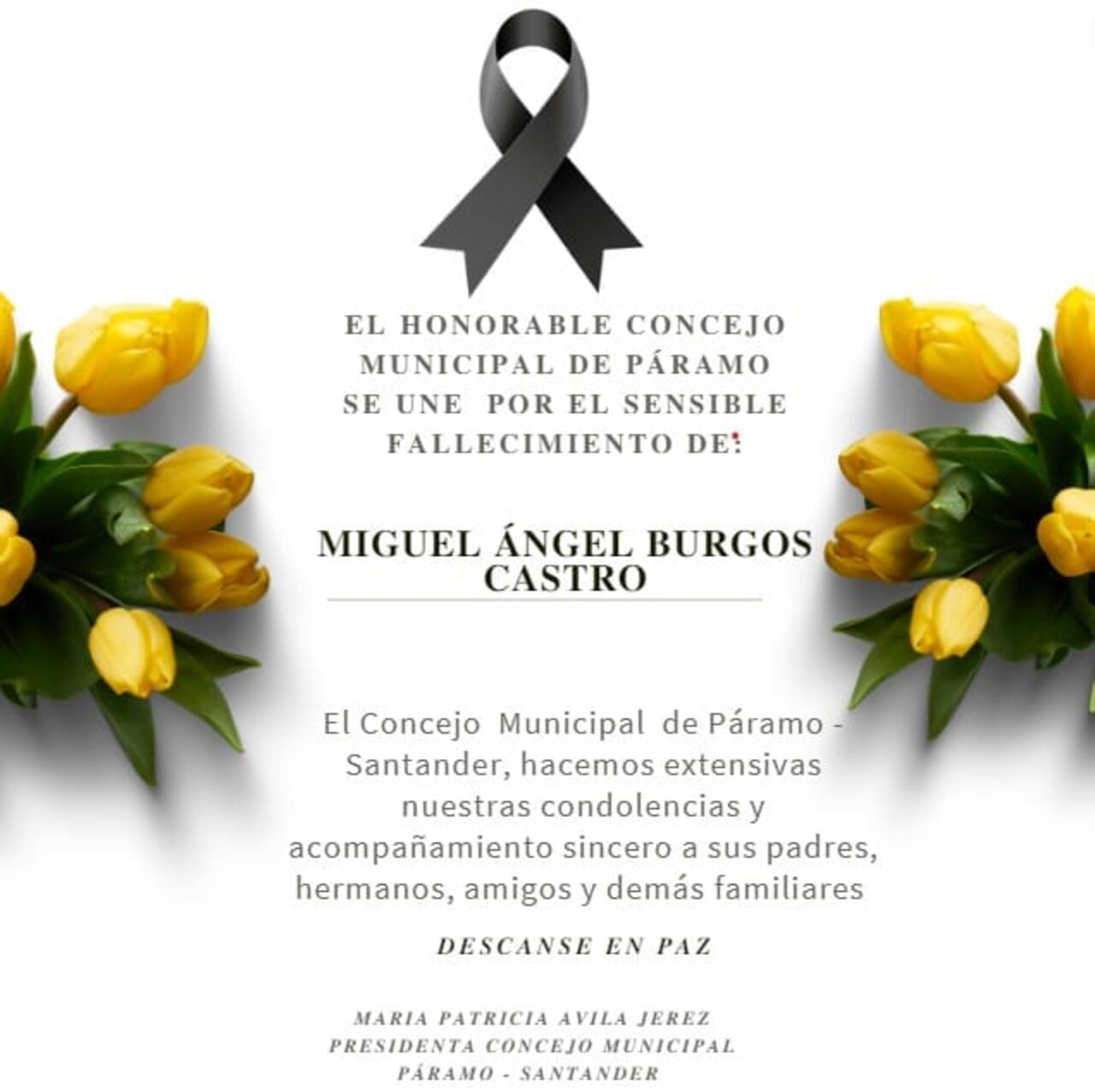 El concejo de El Páramo lamentó el fallecimiento del joven.