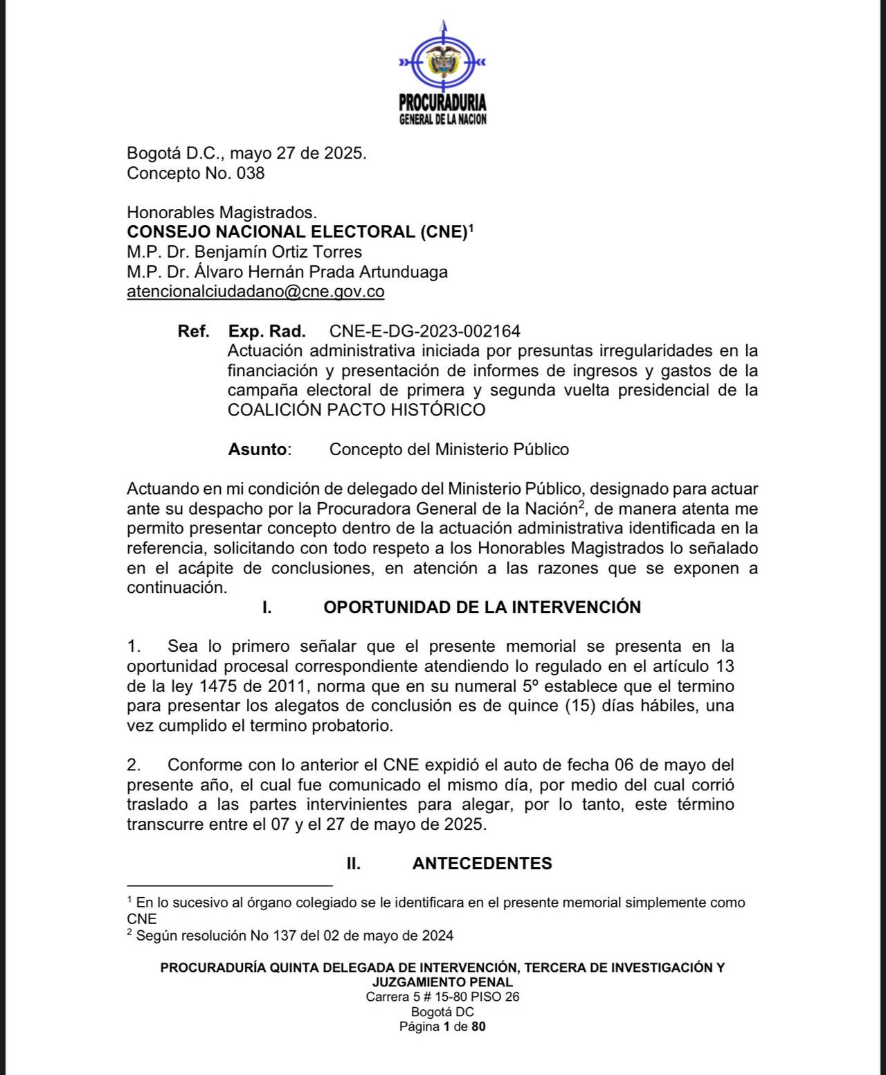 Este es el concepto de la Procuraduría contra Ricardo Roa.