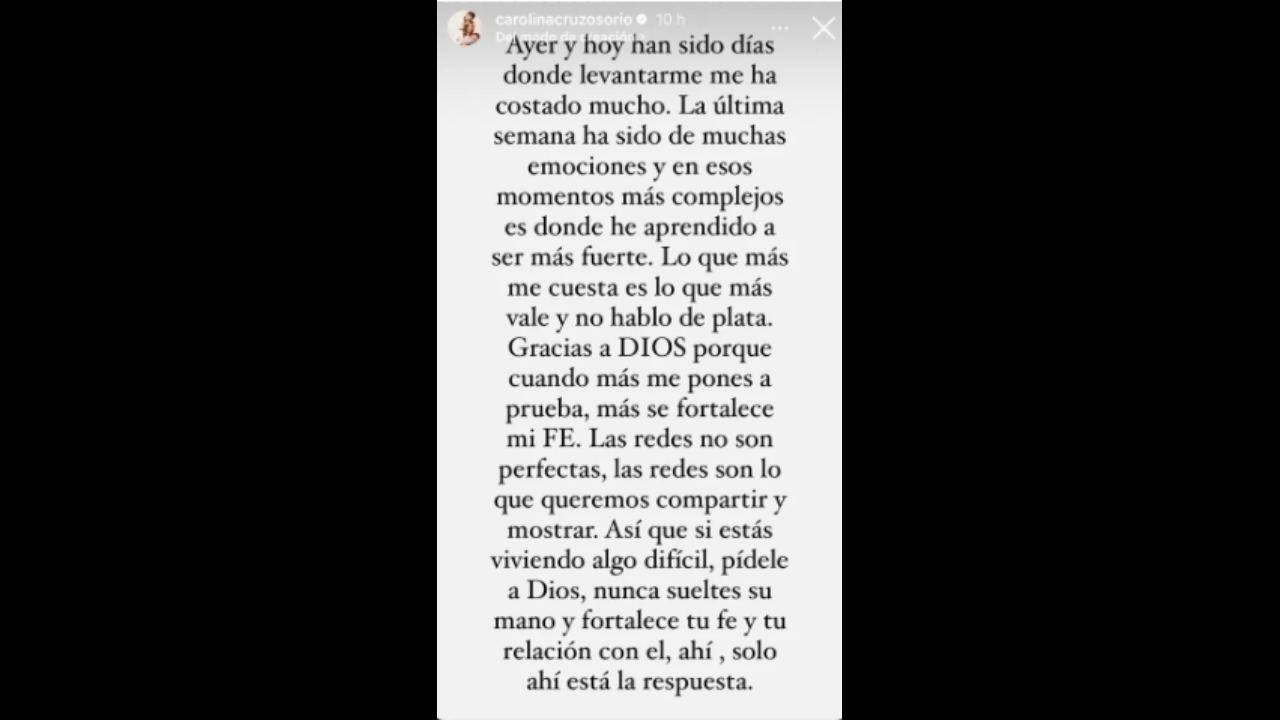 Carolina Cruz soltó inesperado mensaje en redes sociales.