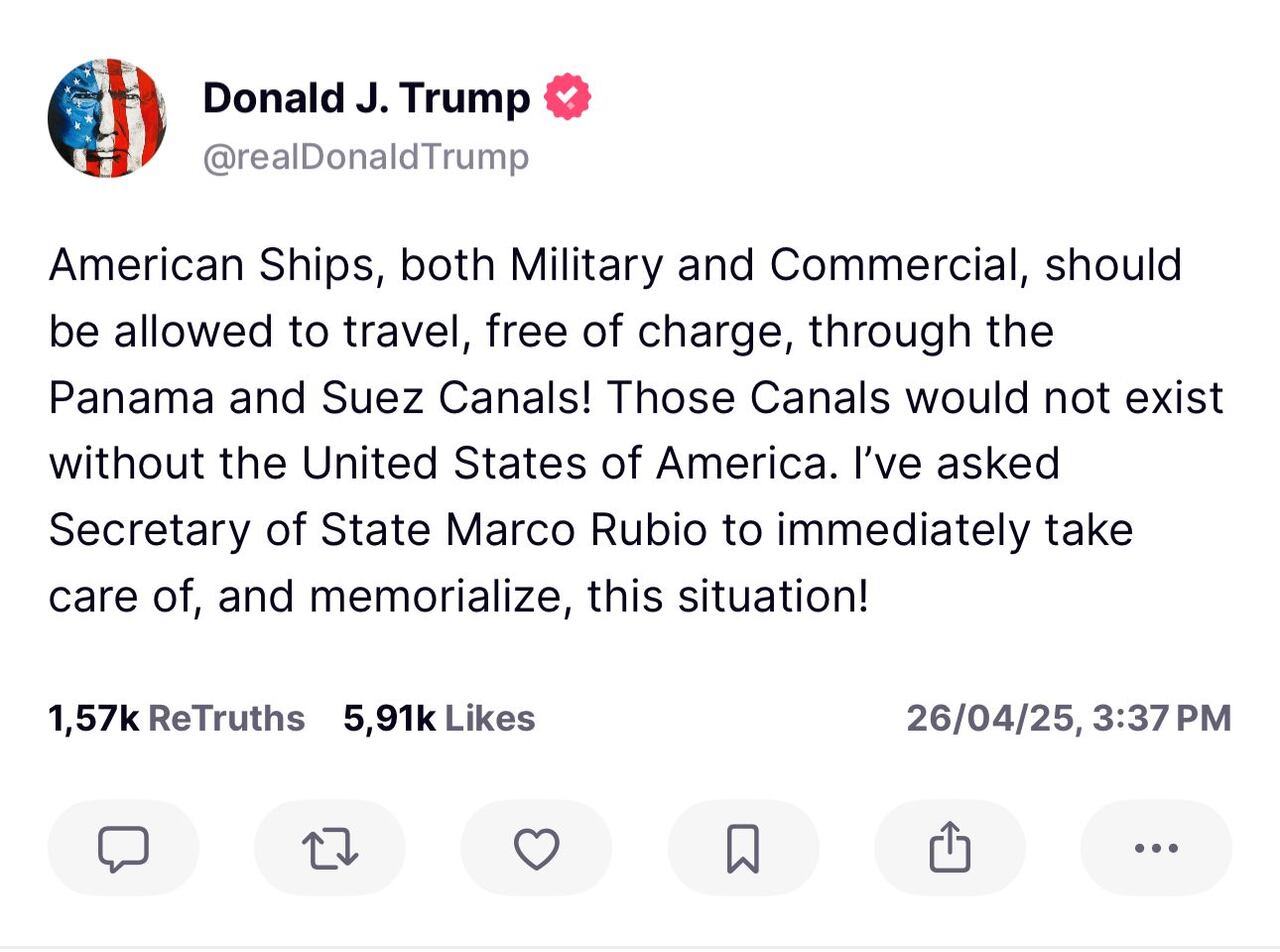 Mensaje publicado por el presidente Trump