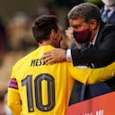 Joan Laporta Estruch y Lionel Messi. El presidente del Barcelona habló de la posibilidad del regreso del 10 al equipo culé.