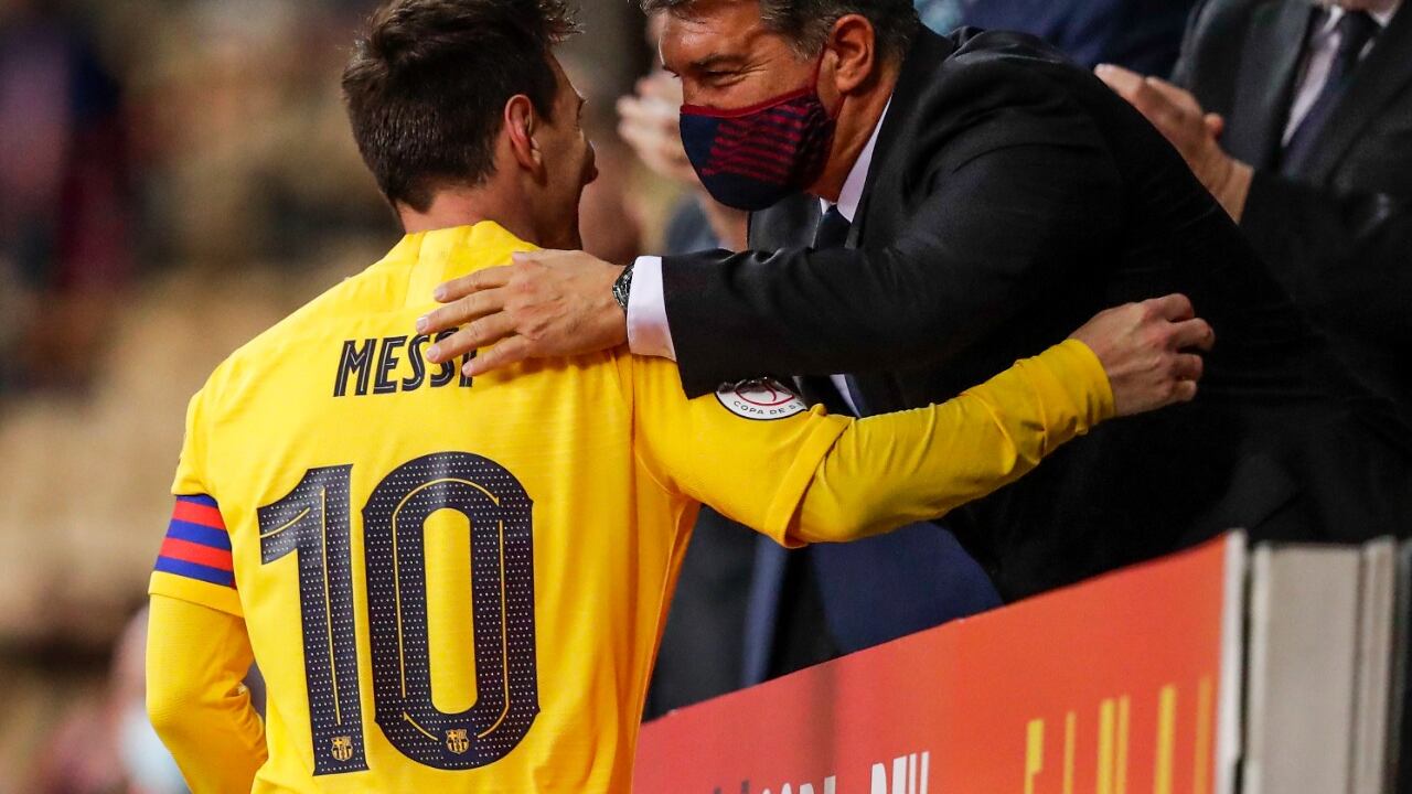 Joan Laporta Estruch y Lionel Messi. El presidente del Barcelona habló de la posibilidad del regreso del 10 al equipo culé.