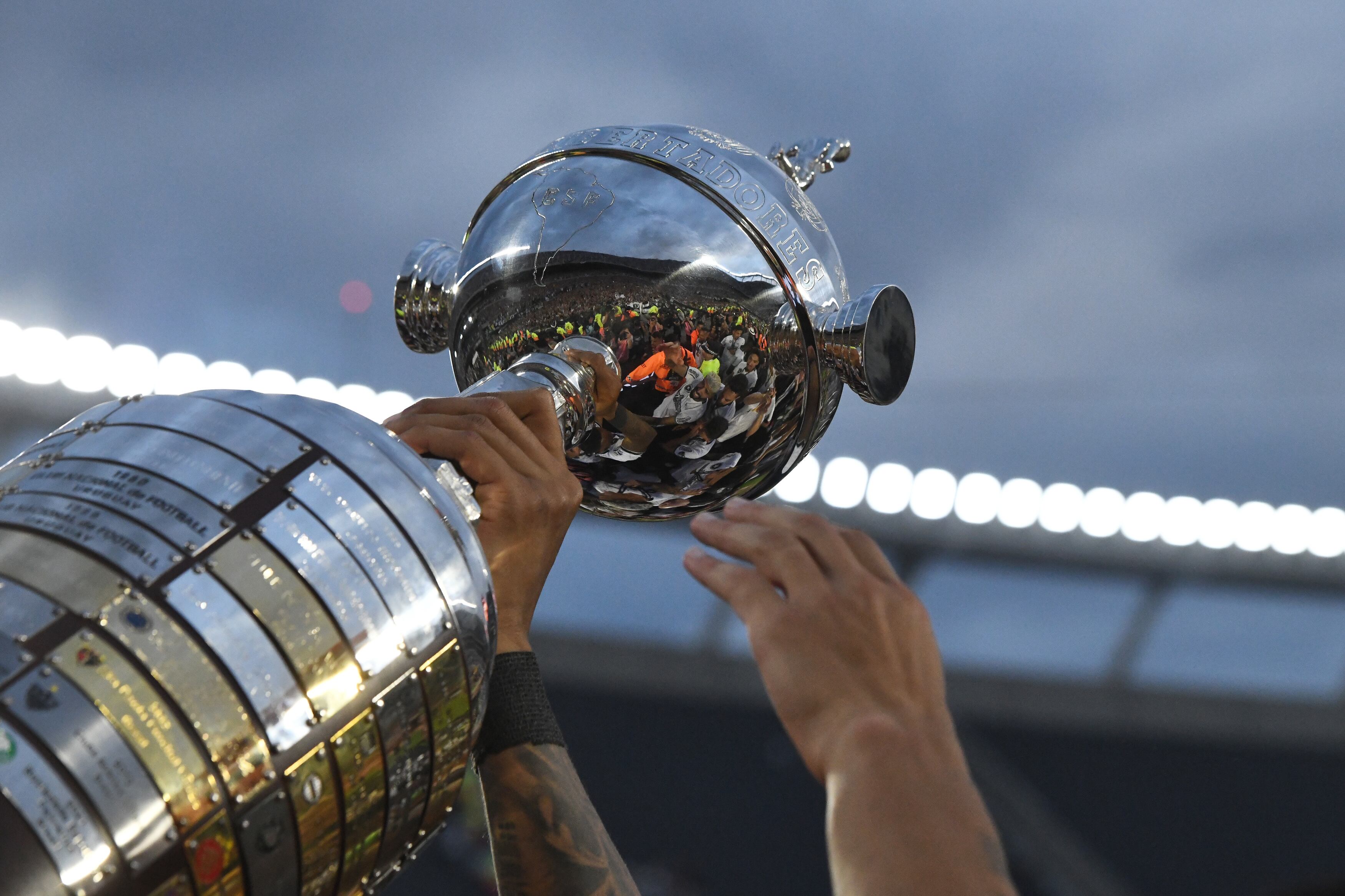 Players of Botafogo celebrate winning the Copa Libertadores Final against Atletico Mineiro at Estadio Mas Monumental, on November 30. (Photo by Federico Peretti/NurPhoto via Getty Images)