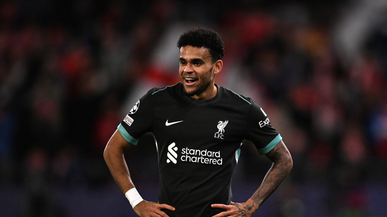 GIRONA, SPAIN - DECEMBER 10: (THE SUN OUT, THE SUN ON SUNDAY OUT) Luis Diaz of Liverpool reacts during the UEFA Champions League 2024/25 League Phase MD6 match between Girona FC and Liverpool FC at Montilivi Stadium on December 10, 2024 in Girona, Spain. (Photo by Liverpool FC/Liverpool FC via Getty Images)