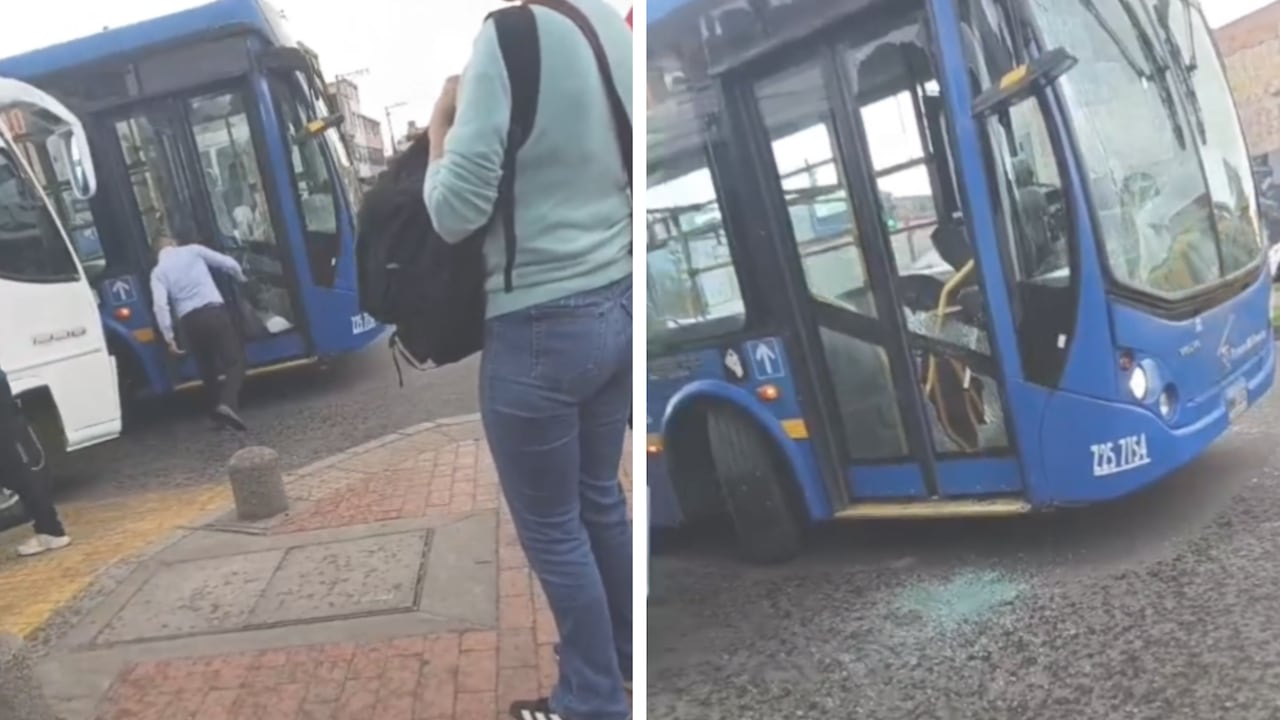 Hecho de intolerancia entre bus escolar y bus del SITP en la tarde del martes 20 de octubre en Bogotá.