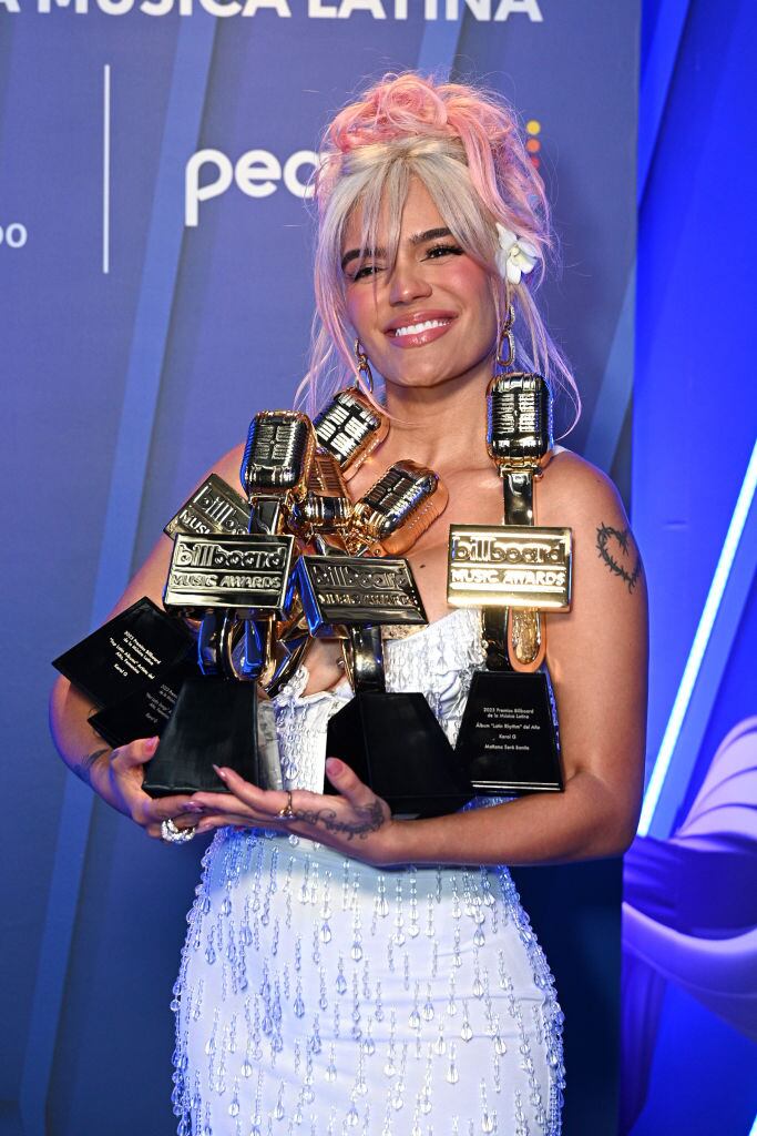 CORAL GABLES, FLORIDA - OCTOBER 05: Karol G attends the 2023 Billboard Latin Music Awards at Watsco Center on October 05, 2023 in Coral Gables, Florida. (Photo by Ivan Apfel/Getty Images)