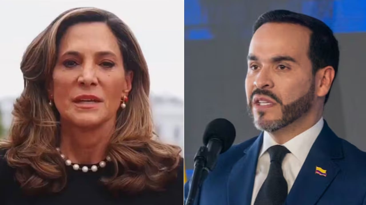 De izquierda a derecha: María Elvira Salazar, miembro de la Cámara de Representantes de los Estados Unidos y Abelardo De La Espriella, presidente de Colombia.